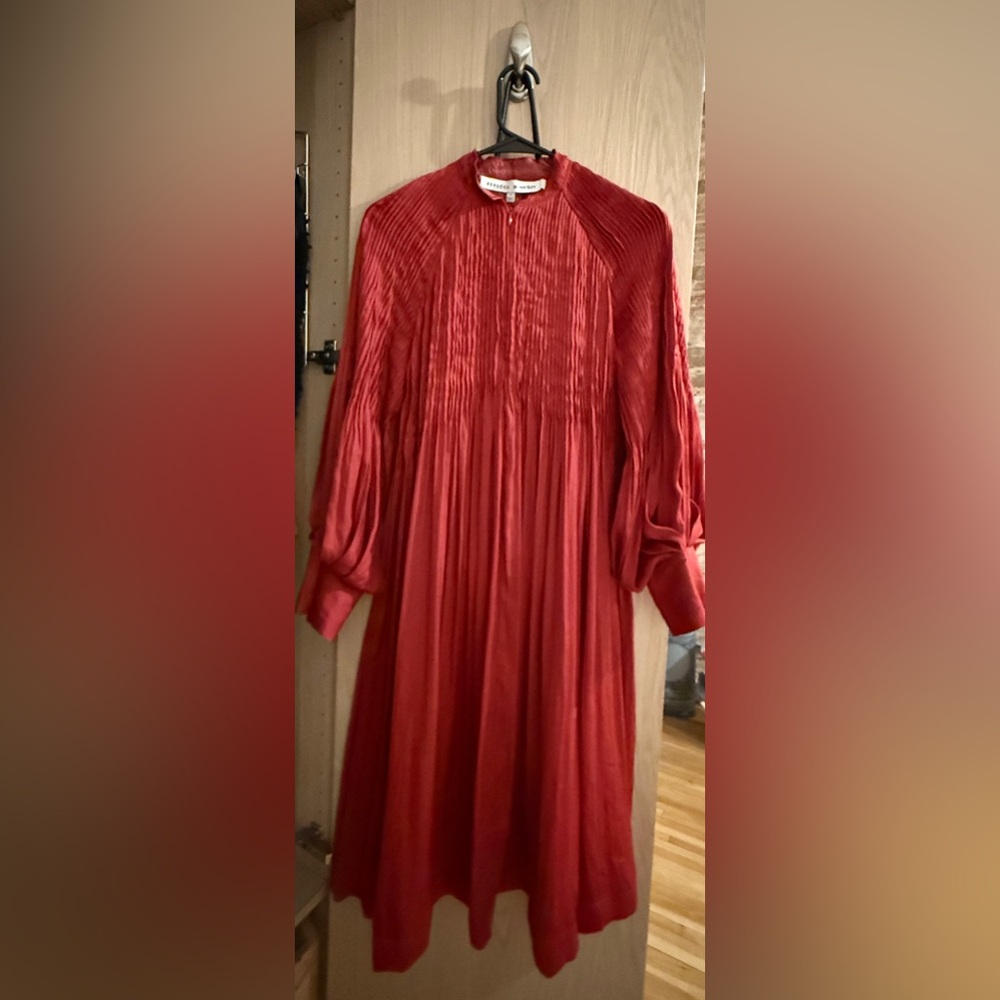 Rebecca Minkoff Vibrant Red Pleated Evening Dress